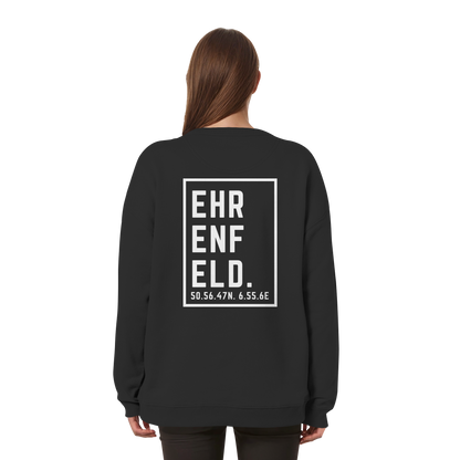Ehrenfeld Koordinaten (großer Druck auf dem Rücken) - Womens Organic Oversized Sweatshirt