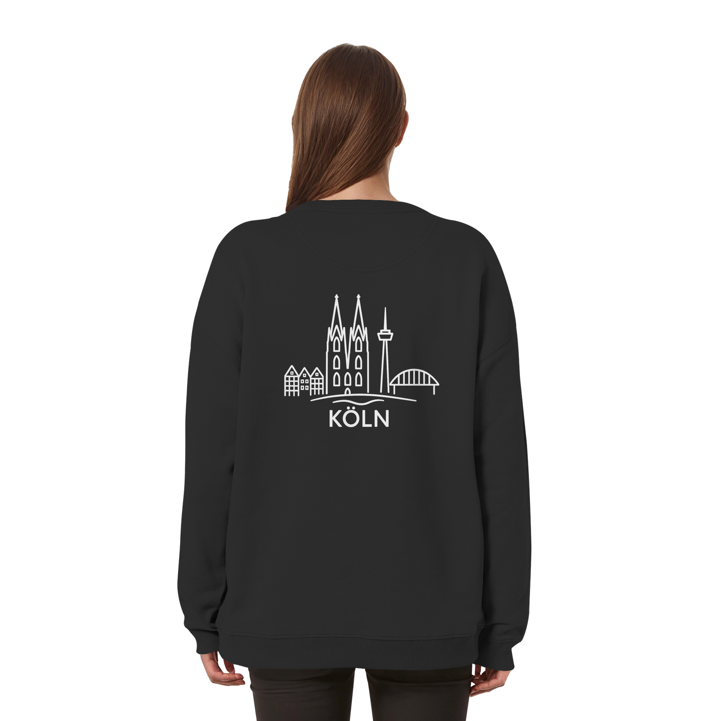 Köln Skyline (großer Druck auf dem Rücken) - Womens Organic Oversized Sweatshirt