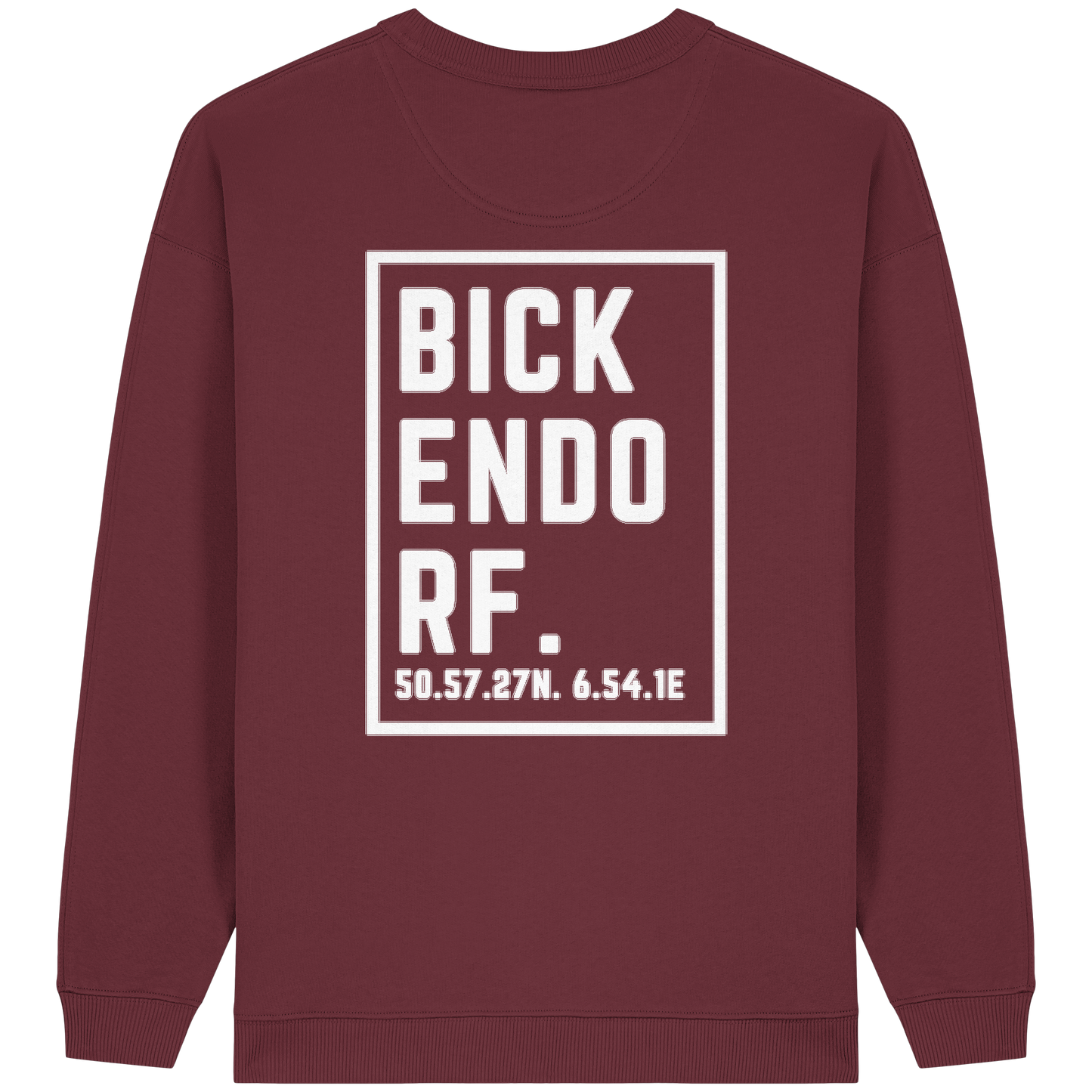 Bickendorf Koordinaten (großer Druck auf dem Rücken) - Womens Organic Oversized Sweatshirt
