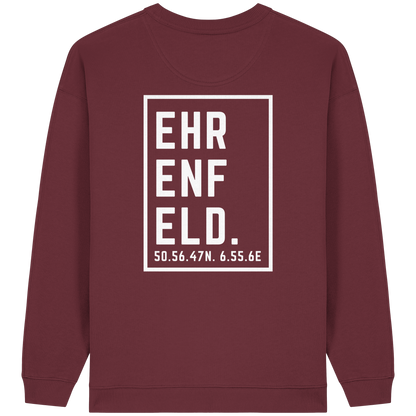 Ehrenfeld Koordinaten (großer Druck auf dem Rücken) - Womens Organic Oversized Sweatshirt