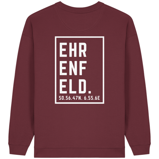 Ehrenfeld Koordinaten (großer Druck auf dem Rücken) - Womens Organic Oversized Sweatshirt