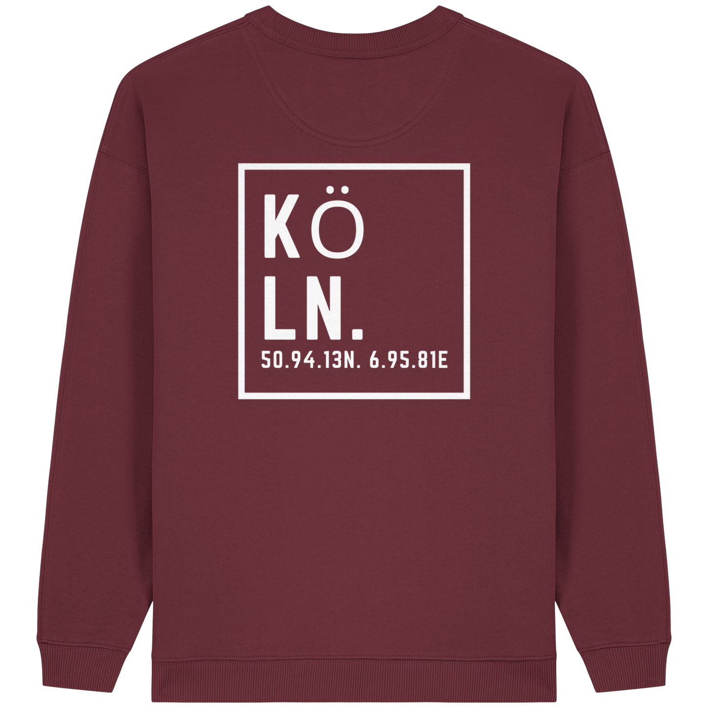 Köln Koordinaten (großer Druck auf dem Rücken) - Womens Organic Oversized Sweatshirt