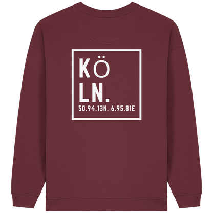Köln Koordinaten (großer Druck auf dem Rücken) - Womens Organic Oversized Sweatshirt