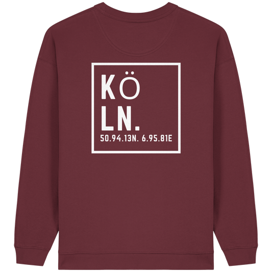 Köln Koordinaten (großer Druck auf dem Rücken) - Womens Organic Oversized Sweatshirt