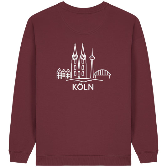 Köln Skyline (großer Druck auf dem Rücken) - Womens Organic Oversized Sweatshirt