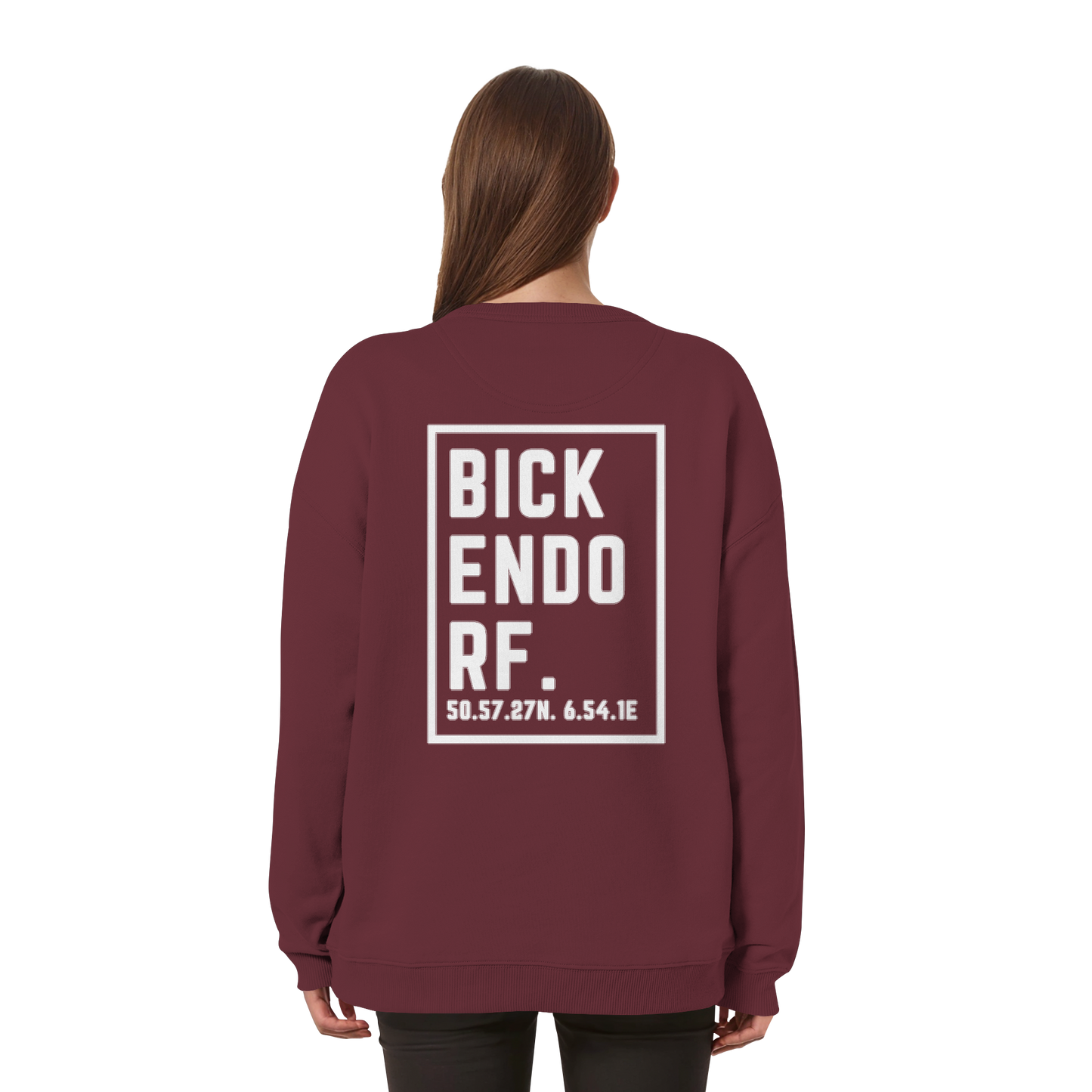 Bickendorf Koordinaten (großer Druck auf dem Rücken) - Womens Organic Oversized Sweatshirt