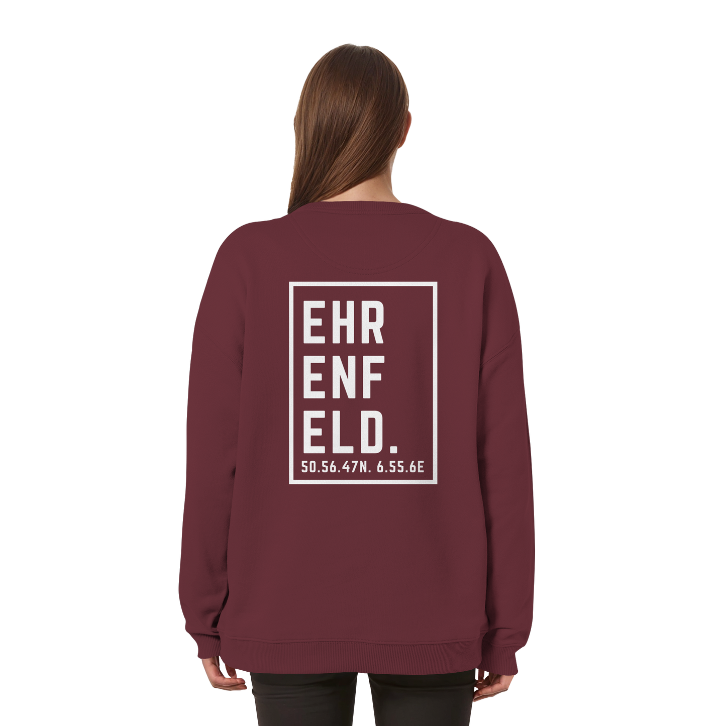 Ehrenfeld Koordinaten (großer Druck auf dem Rücken) - Womens Organic Oversized Sweatshirt