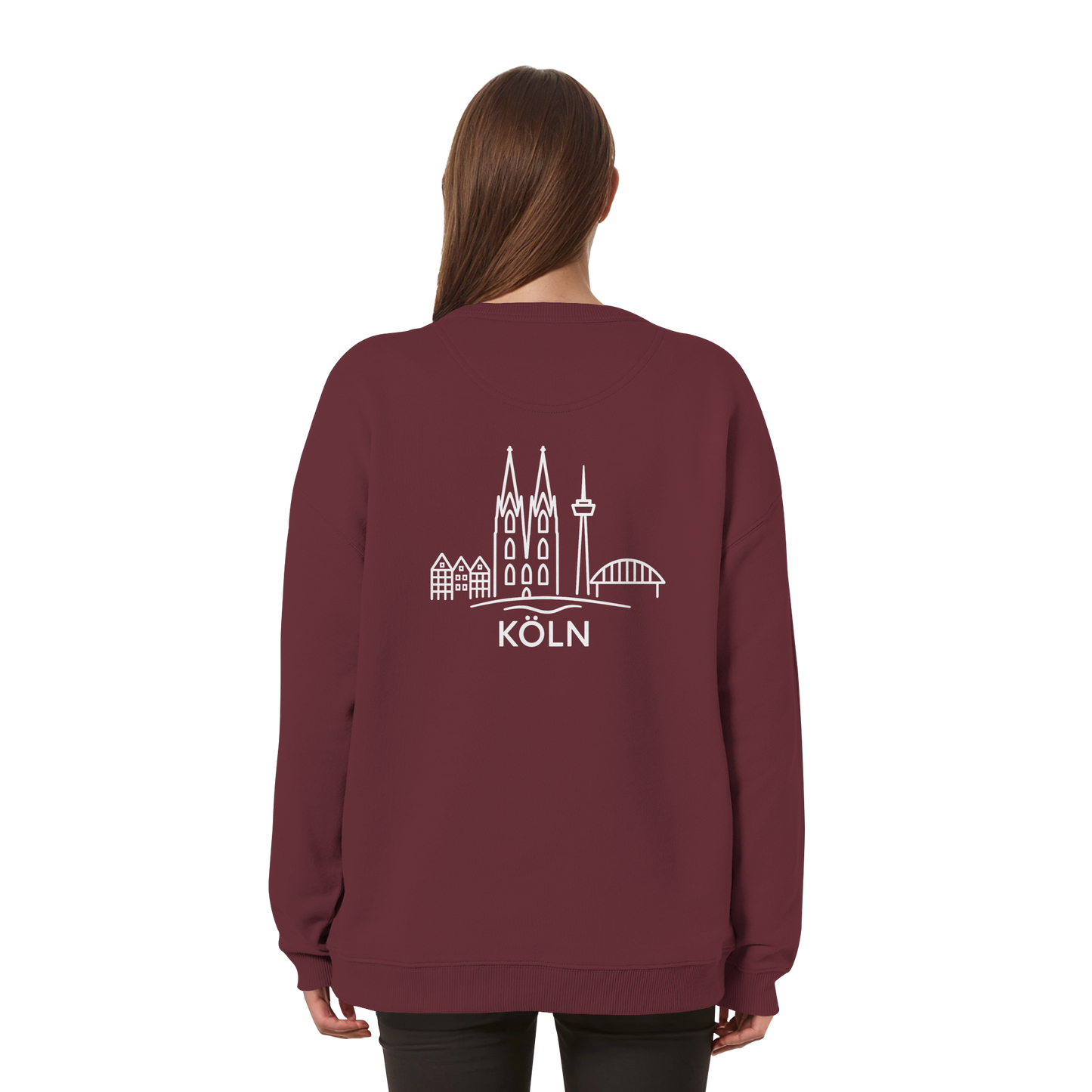 Köln Skyline (großer Druck auf dem Rücken) - Womens Organic Oversized Sweatshirt