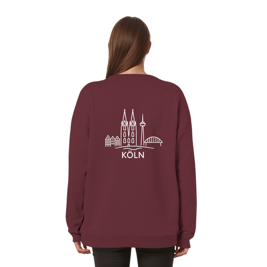 Köln Skyline (großer Druck auf dem Rücken) - Womens Organic Oversized Sweatshirt