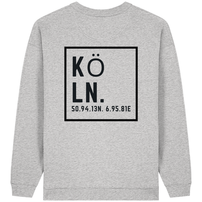 Köln Koordinaten (großer Druck auf dem Rücken) - Womens Organic Oversized Sweatshirt