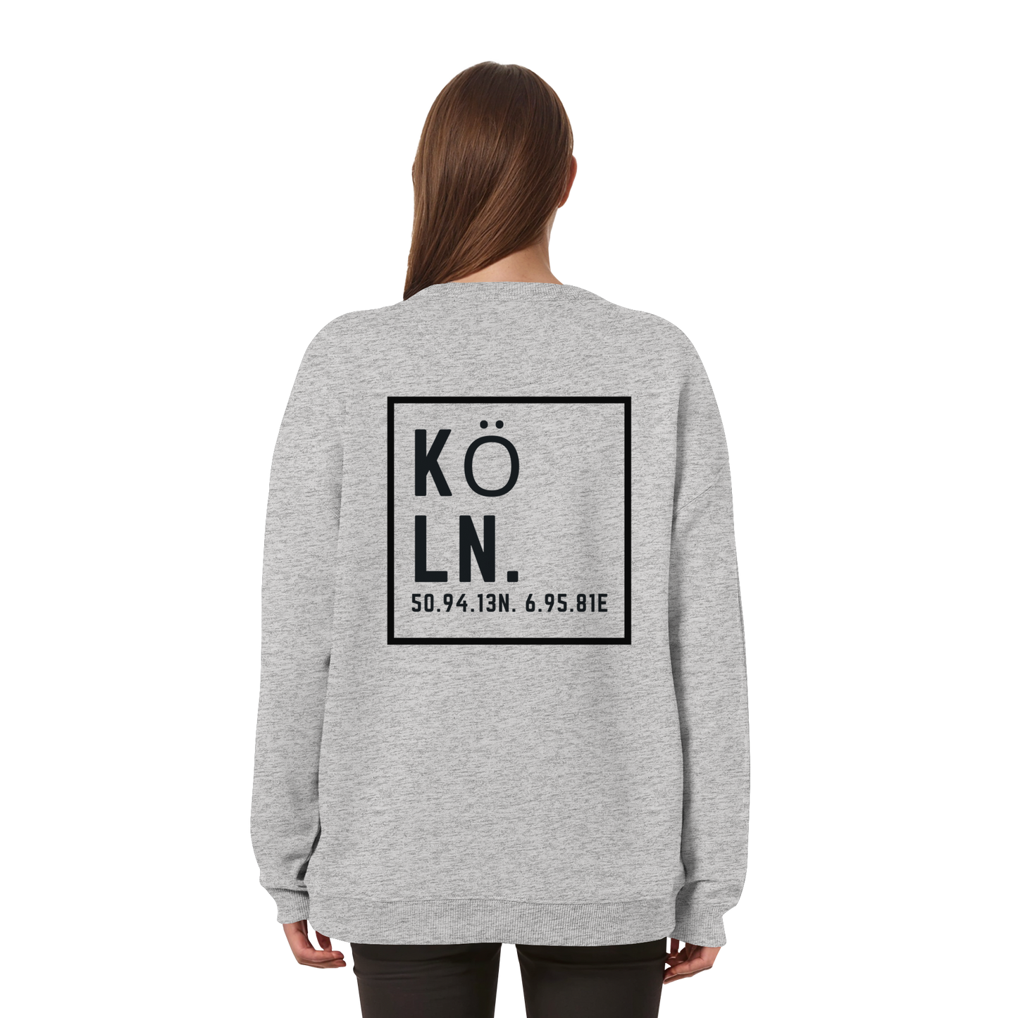 Köln Koordinaten (großer Druck auf dem Rücken) - Womens Organic Oversized Sweatshirt