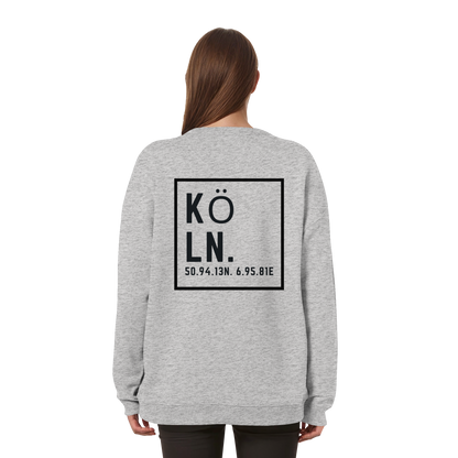 Köln Koordinaten (großer Druck auf dem Rücken) - Womens Organic Oversized Sweatshirt
