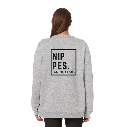 Nippes Koordinaten (großer Druck auf dem Rücken) - Womens Organic Oversized Sweatshirt