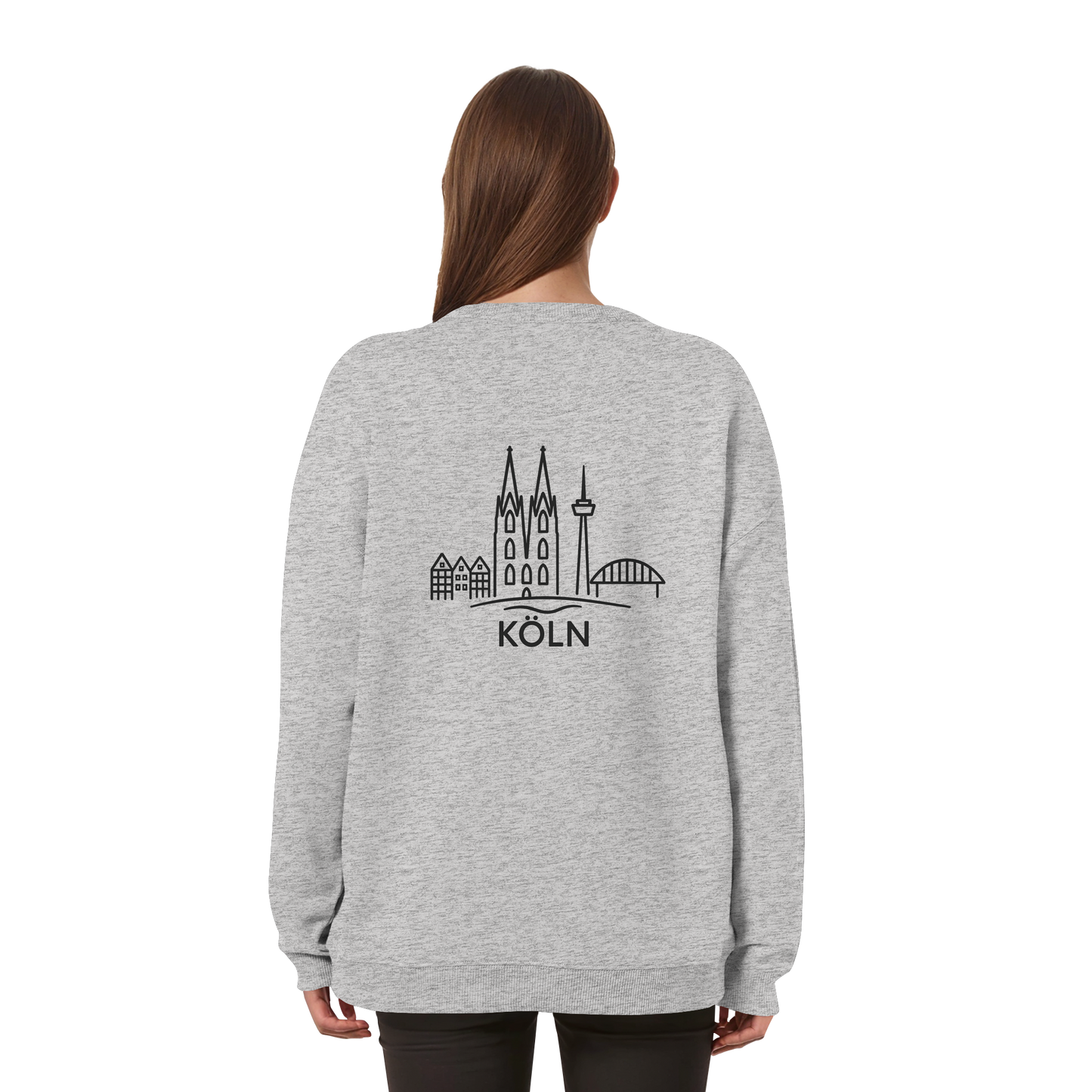 Köln Skyline (großer Druck auf dem Rücken) - Womens Organic Oversized Sweatshirt