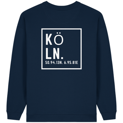 Köln Koordinaten (großer Druck auf dem Rücken) - Womens Organic Oversized Sweatshirt