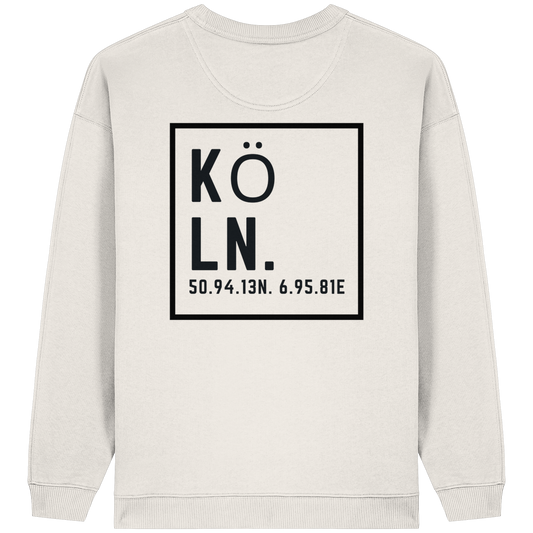 Köln Koordinaten (großer Druck auf dem Rücken) - Womens Organic Oversized Sweatshirt