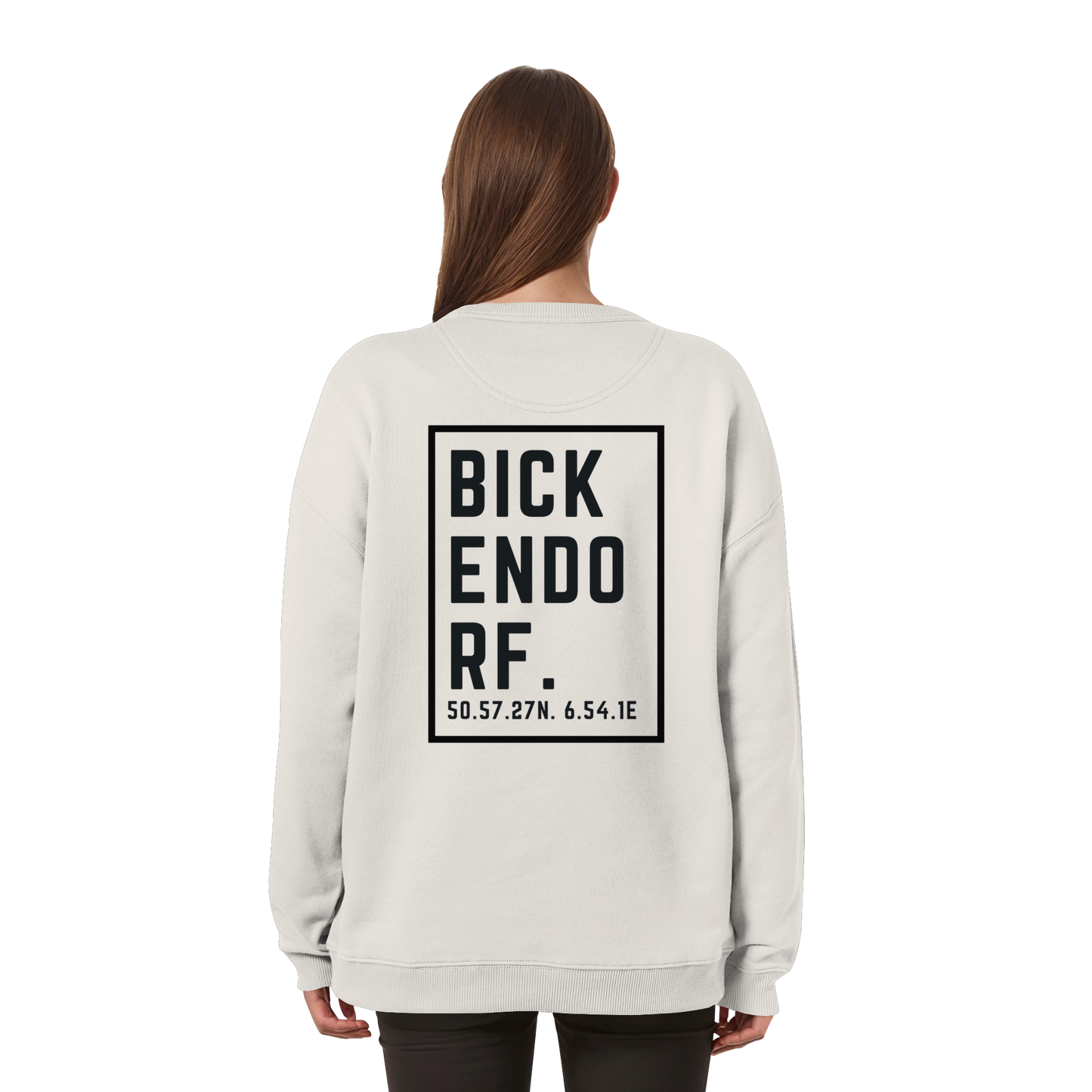 Bickendorf Koordinaten (großer Druck auf dem Rücken) - Womens Organic Oversized Sweatshirt