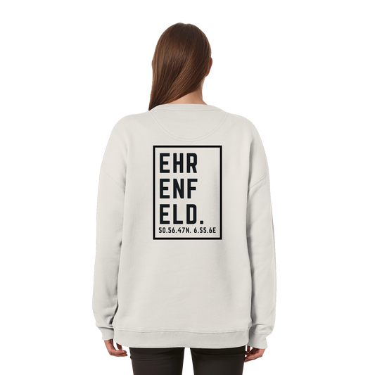 Ehrenfeld Koordinaten (großer Druck auf dem Rücken) - Womens Organic Oversized Sweatshirt