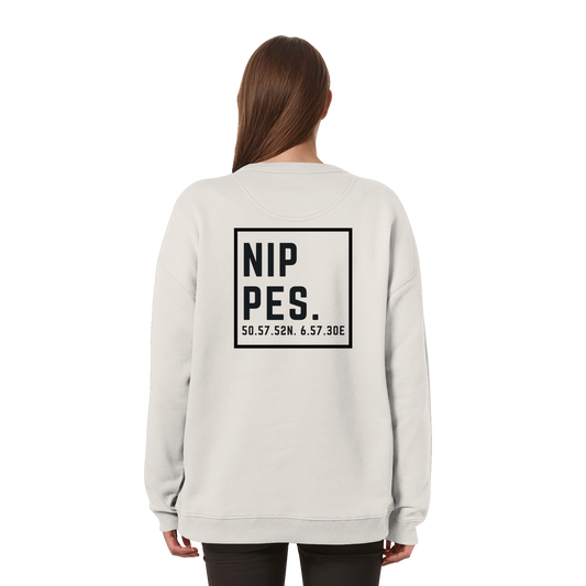 Nippes Koordinaten (großer Druck auf dem Rücken) - Womens Organic Oversized Sweatshirt