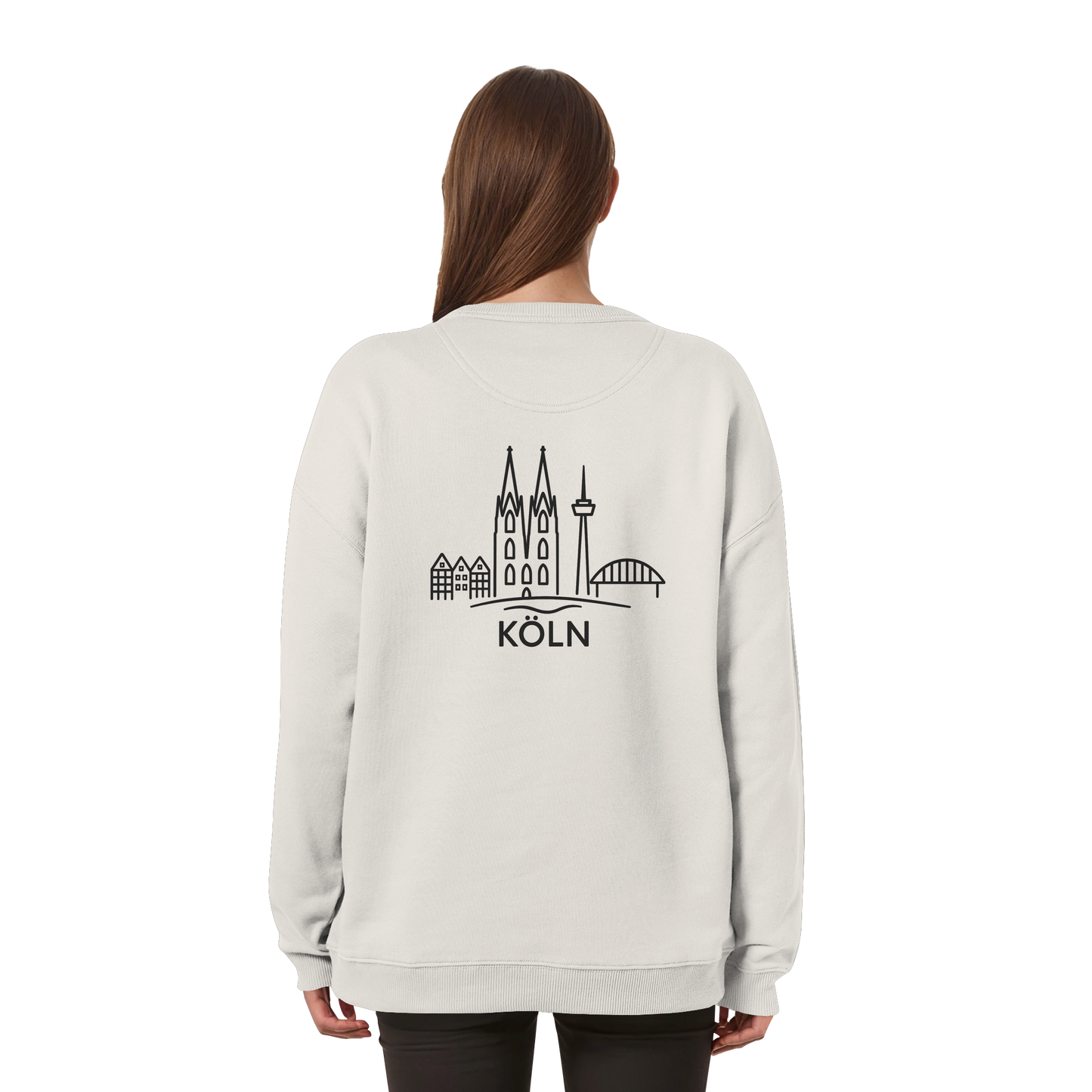 Köln Skyline (großer Druck auf dem Rücken) - Womens Organic Oversized Sweatshirt