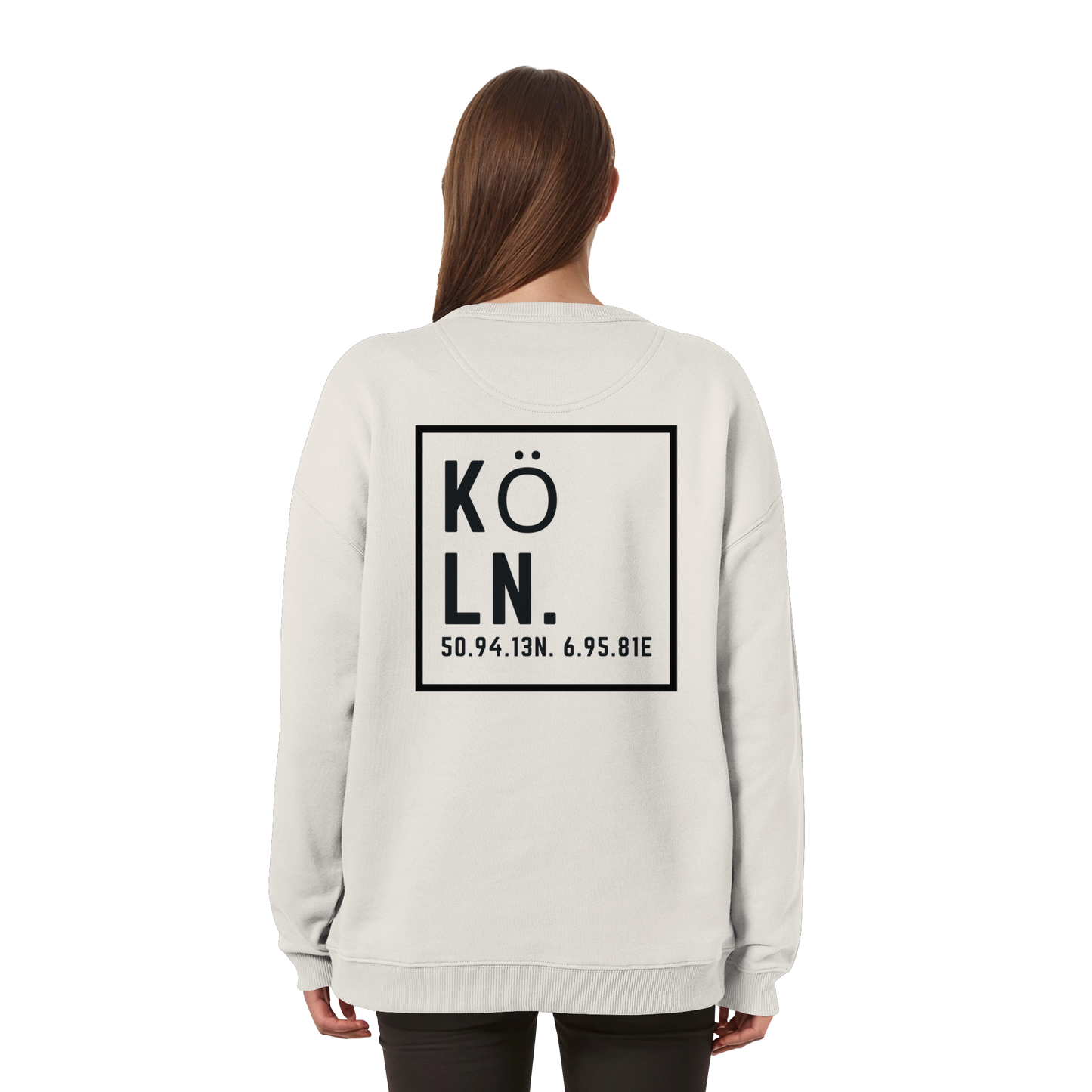 Köln Koordinaten (großer Druck auf dem Rücken) - Womens Organic Oversized Sweatshirt