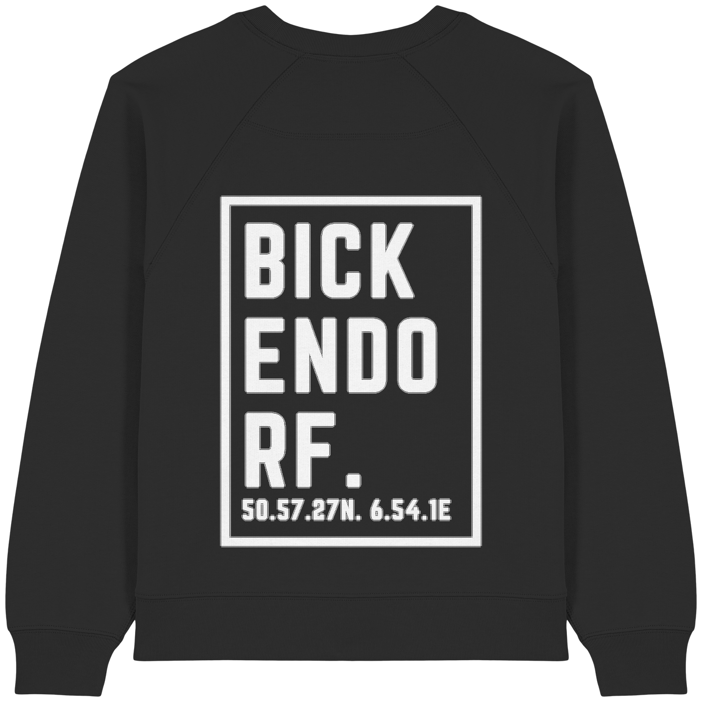 Bickendorf Koordinaten (großer Druck auf dem Rücken) - Womens Organic Raglan Sweatshirt