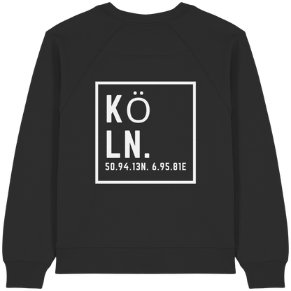 Köln Koordinaten (großer Druck auf dem Rücken) - Womens Organic Raglan Sweatshirt