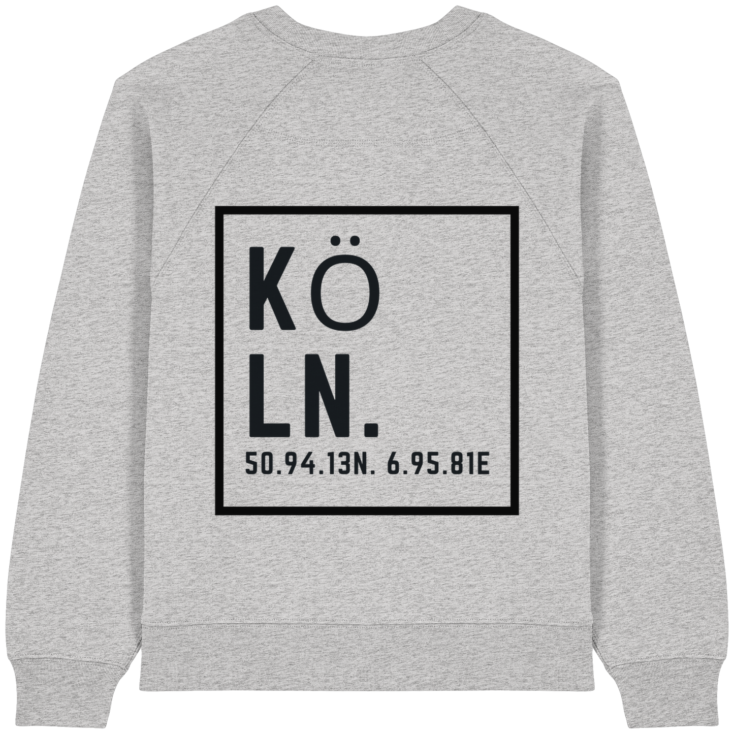 Köln Koordinaten (großer Druck auf dem Rücken) - Womens Organic Raglan Sweatshirt