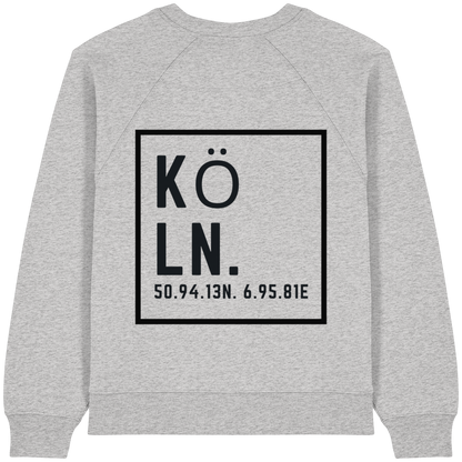 Köln Koordinaten (großer Druck auf dem Rücken) - Womens Organic Raglan Sweatshirt
