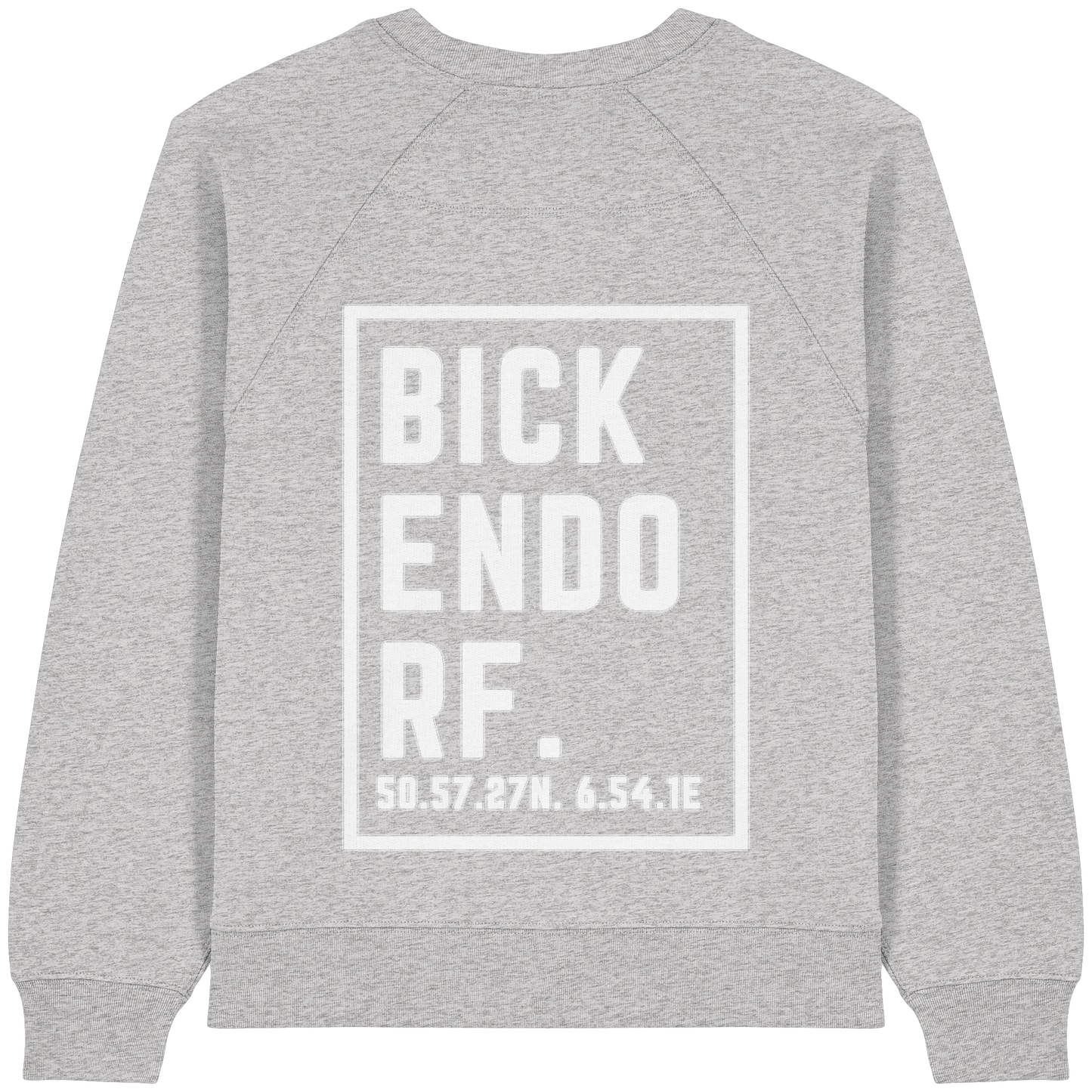 Bickendorf Koordinaten (großer Druck auf dem Rücken) - Womens Organic Raglan Sweatshirt