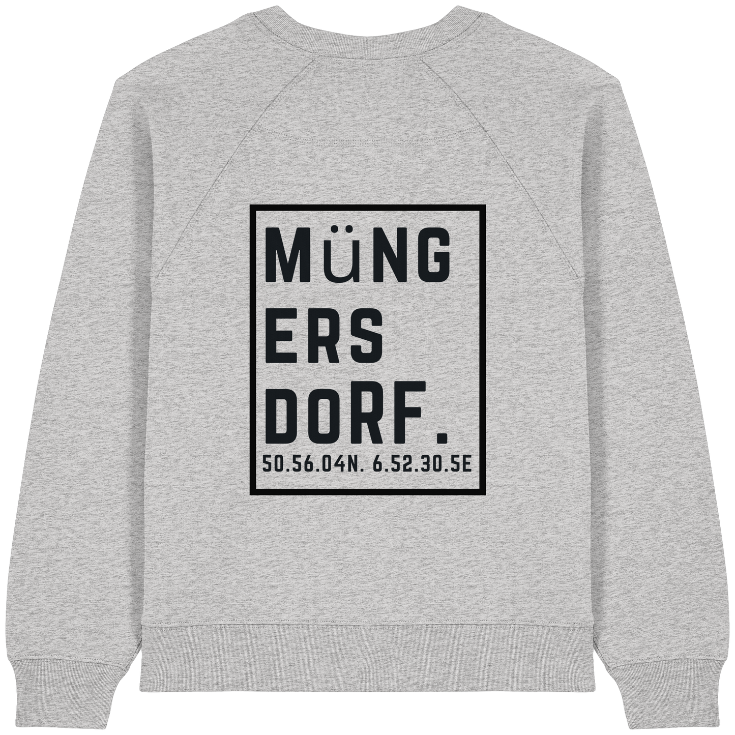 Müngersdorf Koordinaten (großer Druck auf dem Rücken) - Womens Organic Raglan Sweatshirt