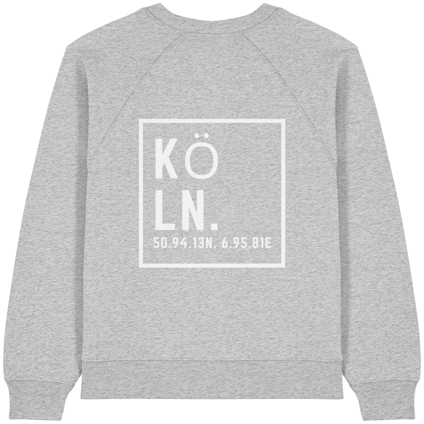 Köln Koordinaten (großer Druck auf dem Rücken) - Womens Organic Raglan Sweatshirt
