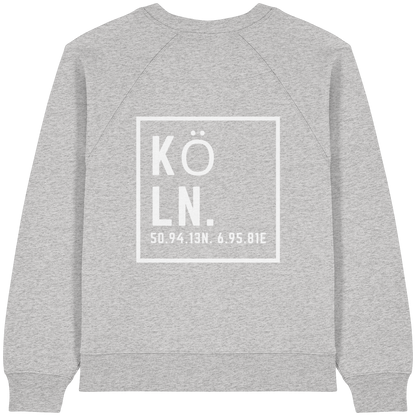 Köln Koordinaten (großer Druck auf dem Rücken) - Womens Organic Raglan Sweatshirt