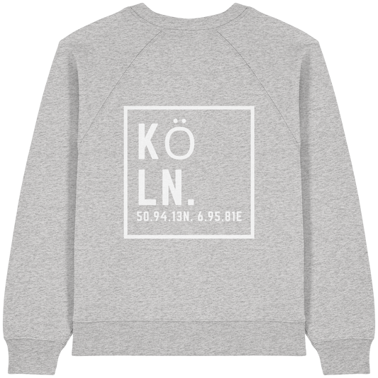 Köln Koordinaten (großer Druck auf dem Rücken) - Womens Organic Raglan Sweatshirt