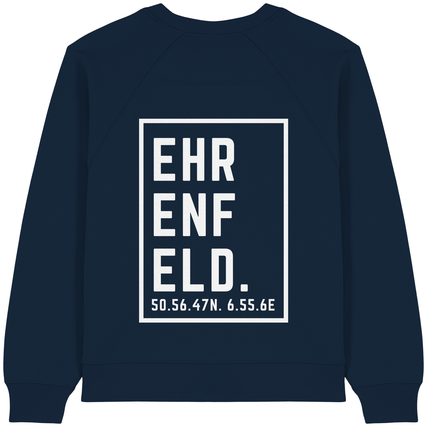 Ehrenfeld Koordinaten (großer Druck auf dem Rücken) - Womens Organic Raglan Sweatshirt