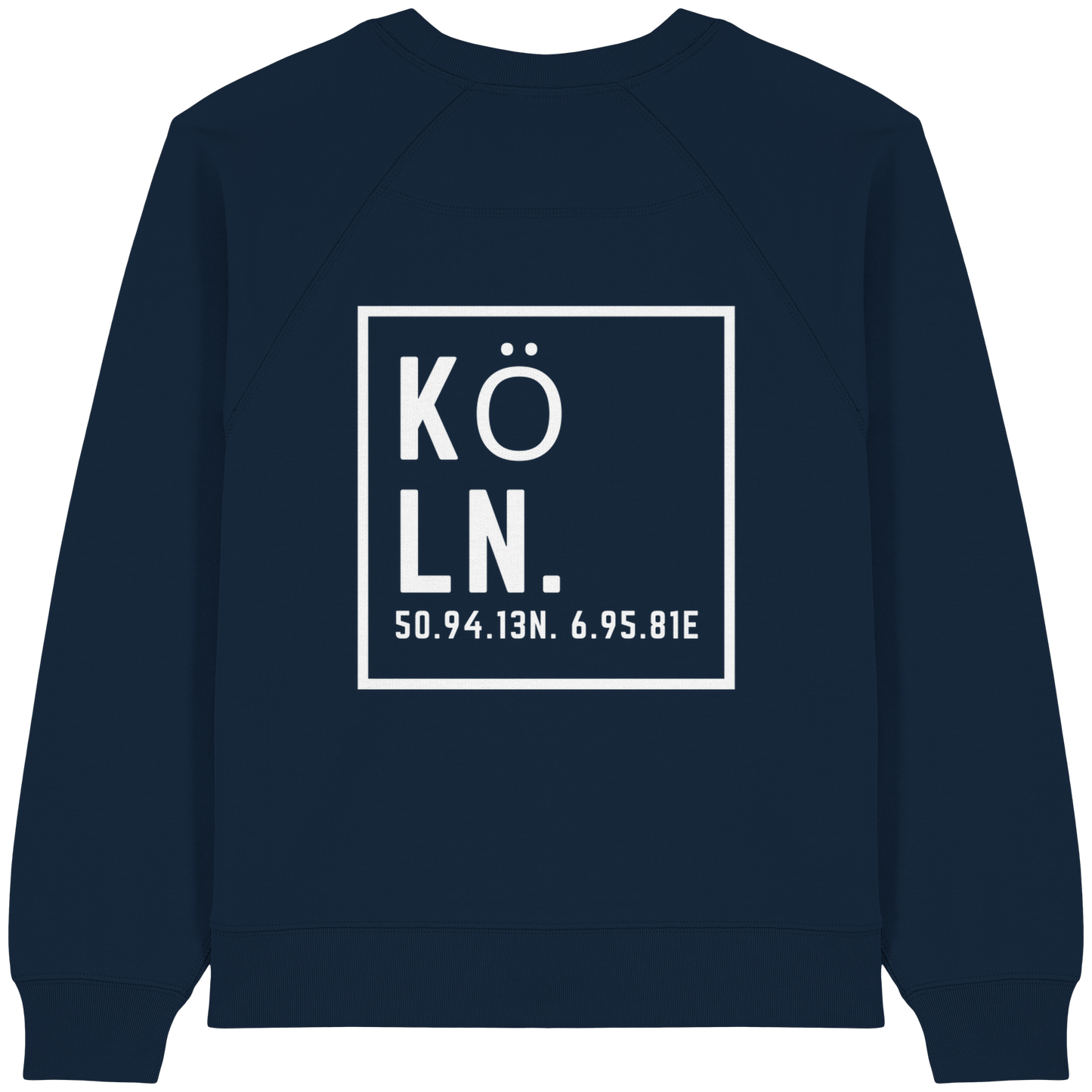 Köln Koordinaten (großer Druck auf dem Rücken) - Womens Organic Raglan Sweatshirt