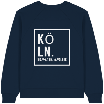 Köln Koordinaten (großer Druck auf dem Rücken) - Womens Organic Raglan Sweatshirt