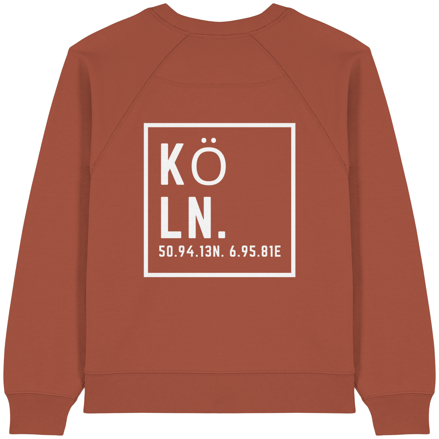 Köln Koordinaten (großer Druck auf dem Rücken) - Womens Organic Raglan Sweatshirt