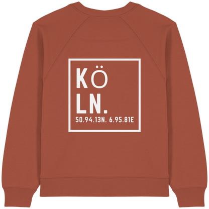 Köln Koordinaten (großer Druck auf dem Rücken) - Womens Organic Raglan Sweatshirt