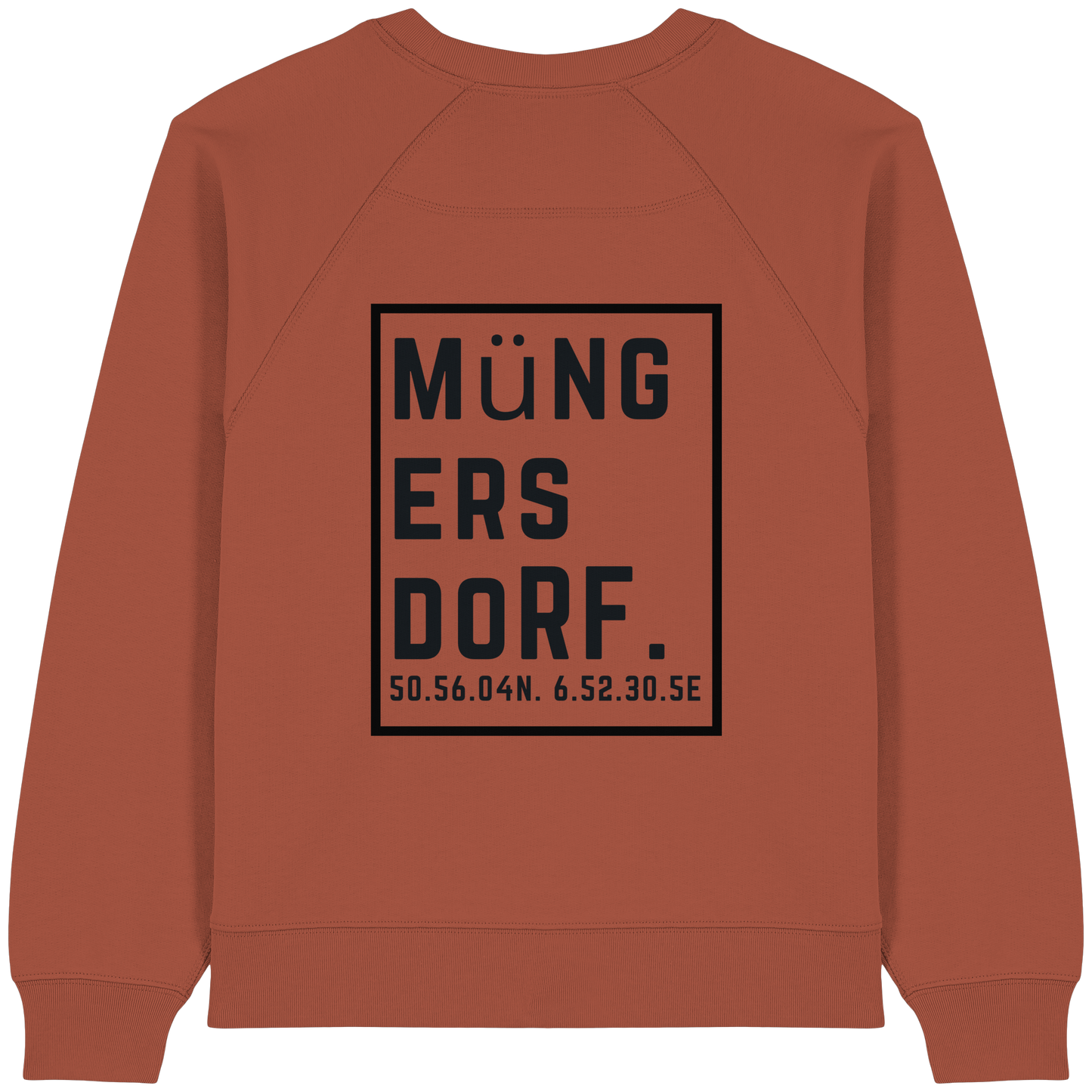 Müngersdorf Koordinaten (großer Druck auf dem Rücken) - Womens Organic Raglan Sweatshirt