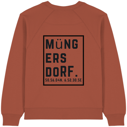 Müngersdorf Koordinaten (großer Druck auf dem Rücken) - Womens Organic Raglan Sweatshirt