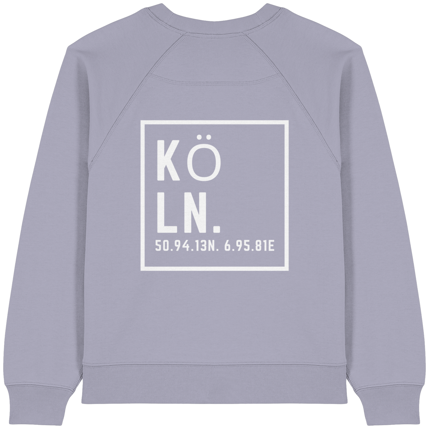 Köln Koordinaten (großer Druck auf dem Rücken) - Womens Organic Raglan Sweatshirt