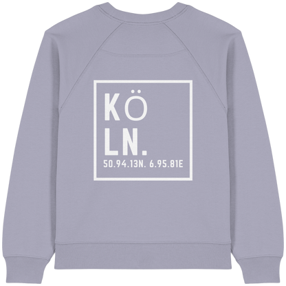 Köln Koordinaten (großer Druck auf dem Rücken) - Womens Organic Raglan Sweatshirt