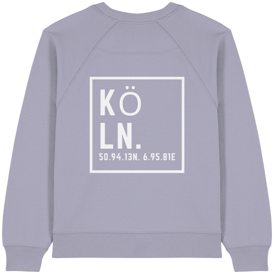 Köln Koordinaten (großer Druck auf dem Rücken) - Womens Organic Raglan Sweatshirt