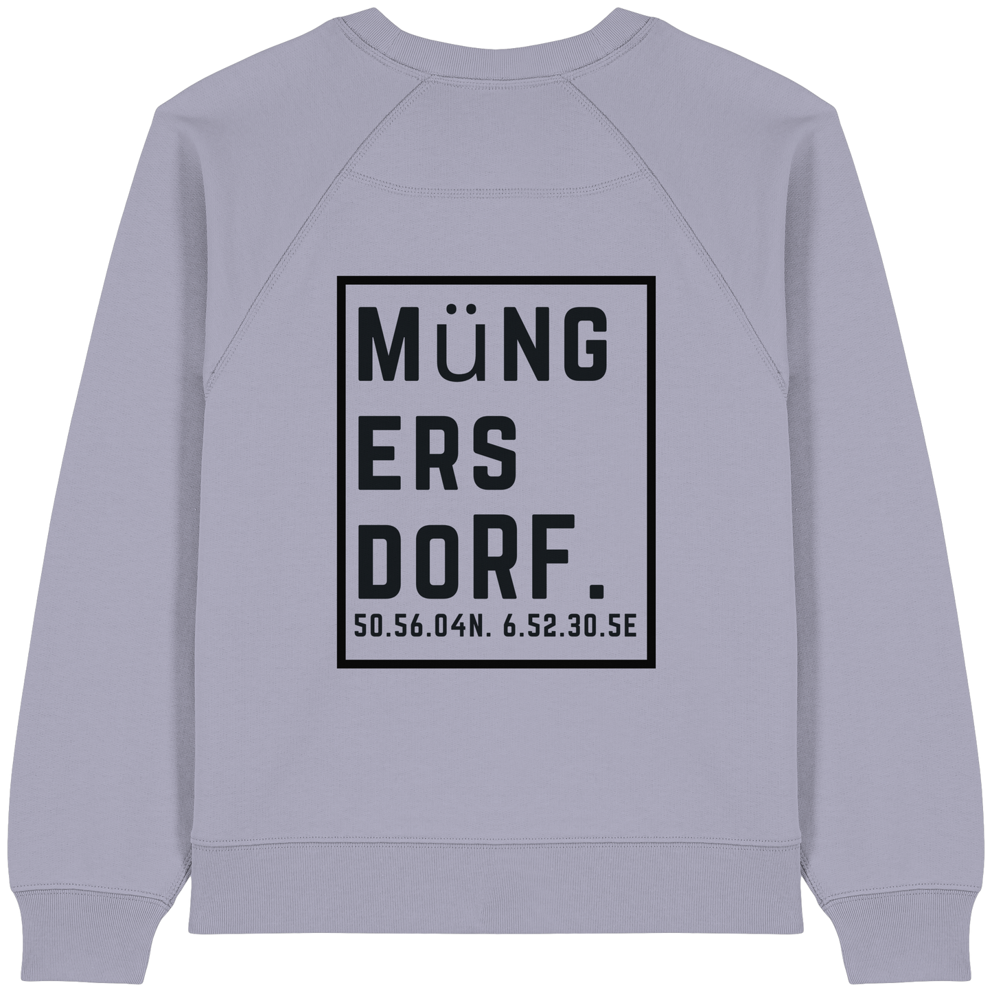 Müngersdorf Koordinaten (großer Druck auf dem Rücken) - Womens Organic Raglan Sweatshirt