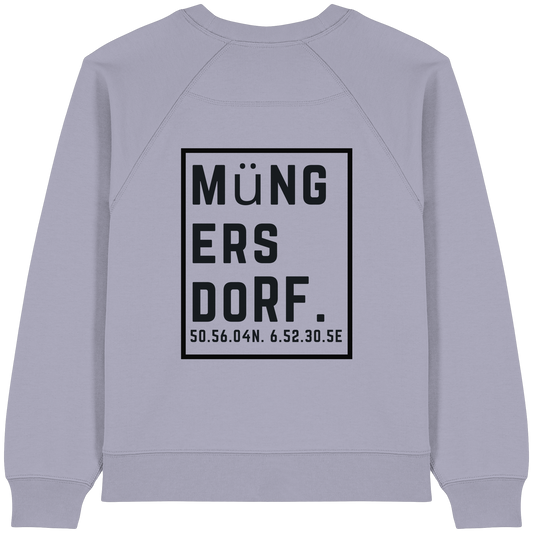 Müngersdorf Koordinaten (großer Druck auf dem Rücken) - Womens Organic Raglan Sweatshirt