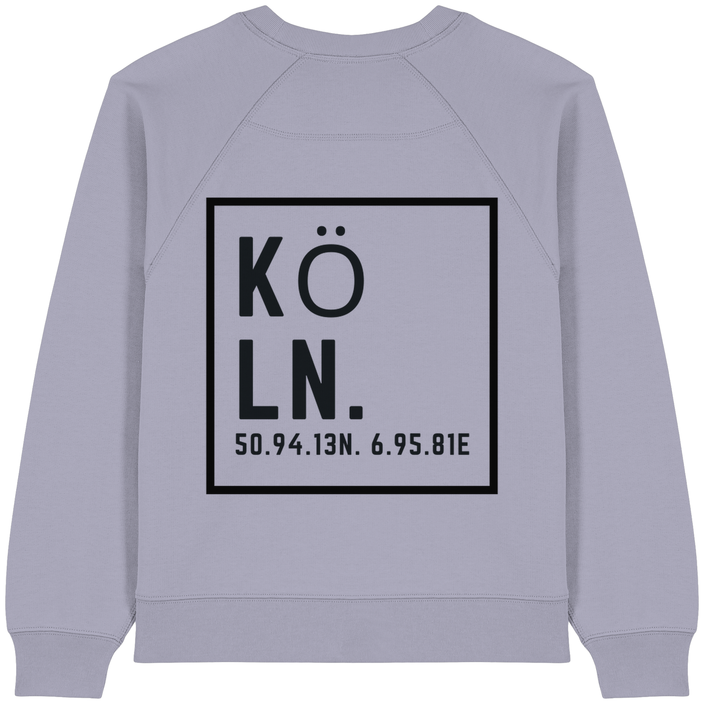 Köln Koordinaten (großer Druck auf dem Rücken) - Womens Organic Raglan Sweatshirt