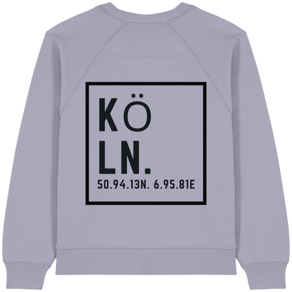 Köln Koordinaten (großer Druck auf dem Rücken) - Womens Organic Raglan Sweatshirt