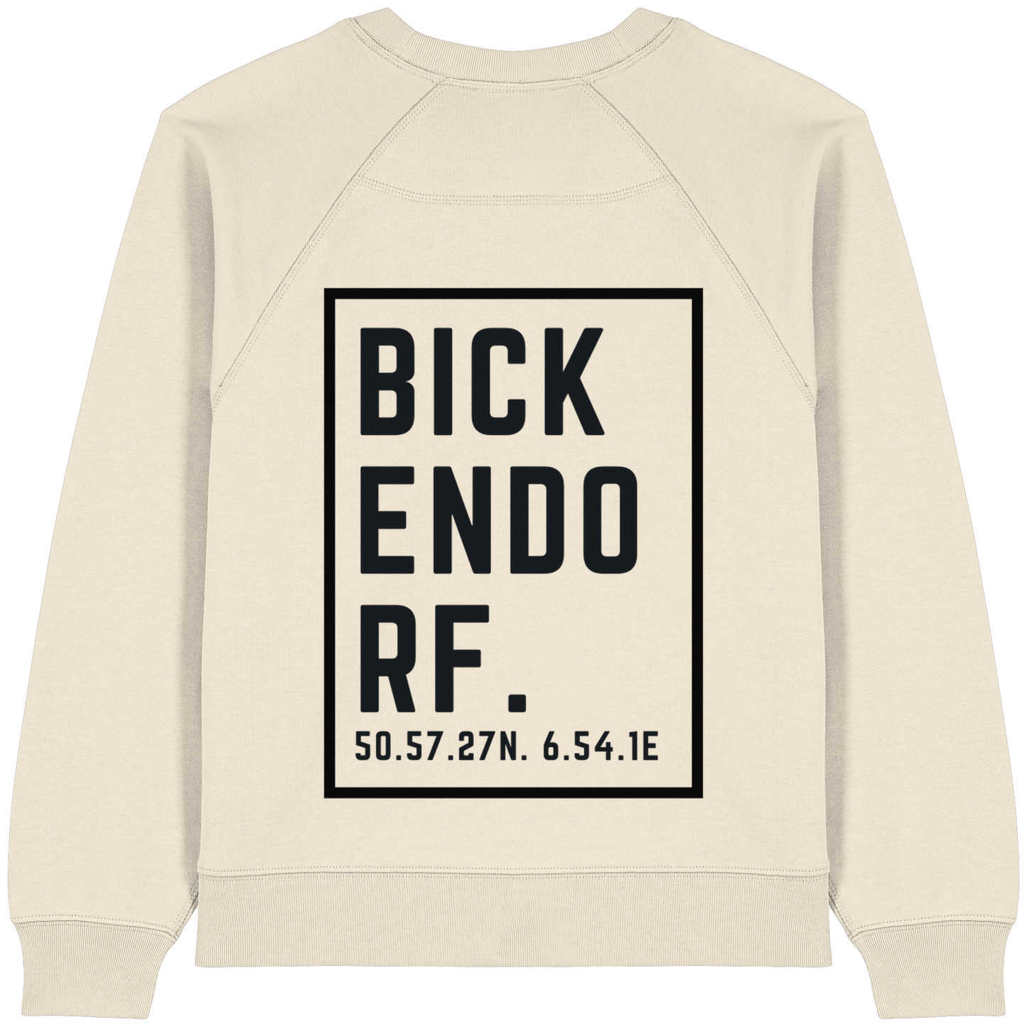 Bickendorf Koordinaten (großer Druck auf dem Rücken) - Womens Organic Raglan Sweatshirt