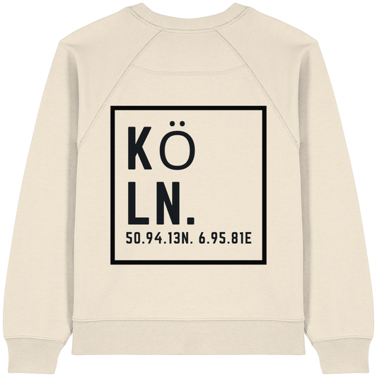 Köln Koordinaten (großer Druck auf dem Rücken) - Womens Organic Raglan Sweatshirt